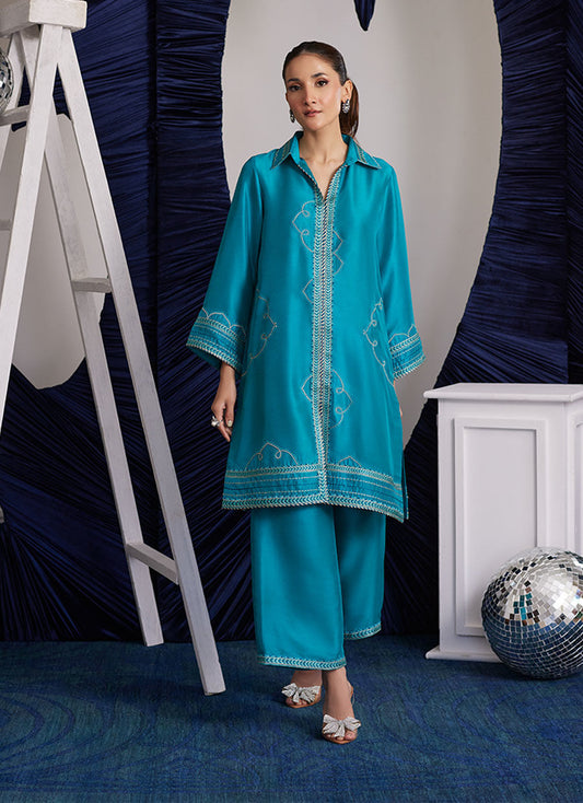 CLEMMIE AQUA SHIRT | PRET | FARAH TALIB AZIZ