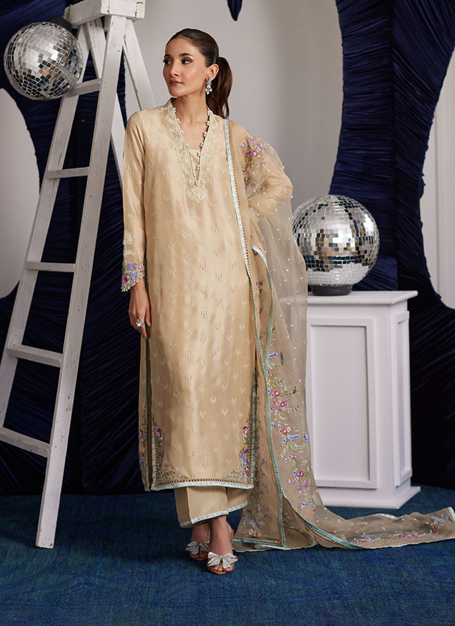 BRENNA CHAMPAGNE SHIRT AND DUPATTA | PRET | FARAH TALIB AZIZ