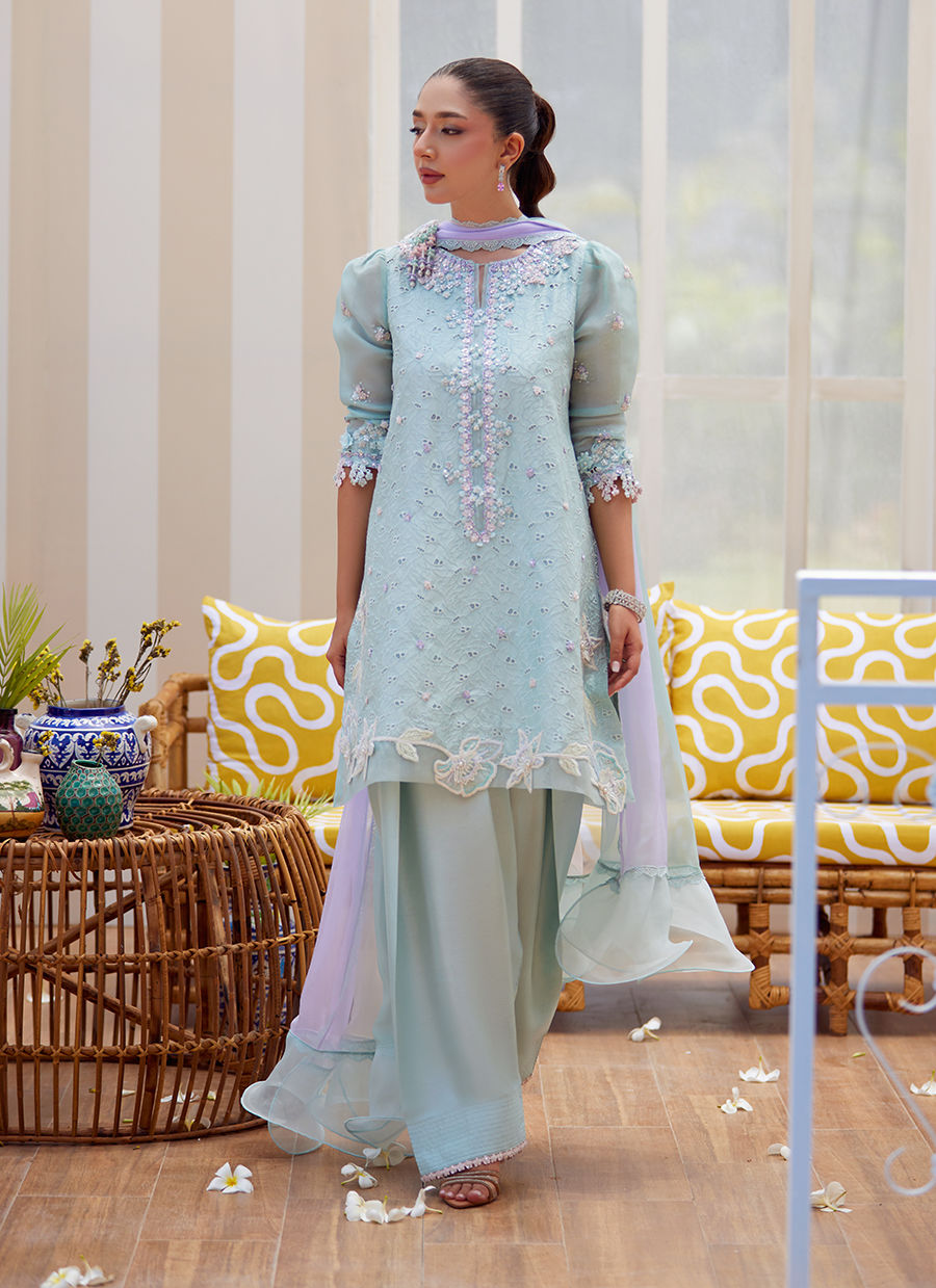 NOA ICE BLUE SHIRT AND DUPATTA | Farah Talib Aziz 2025
