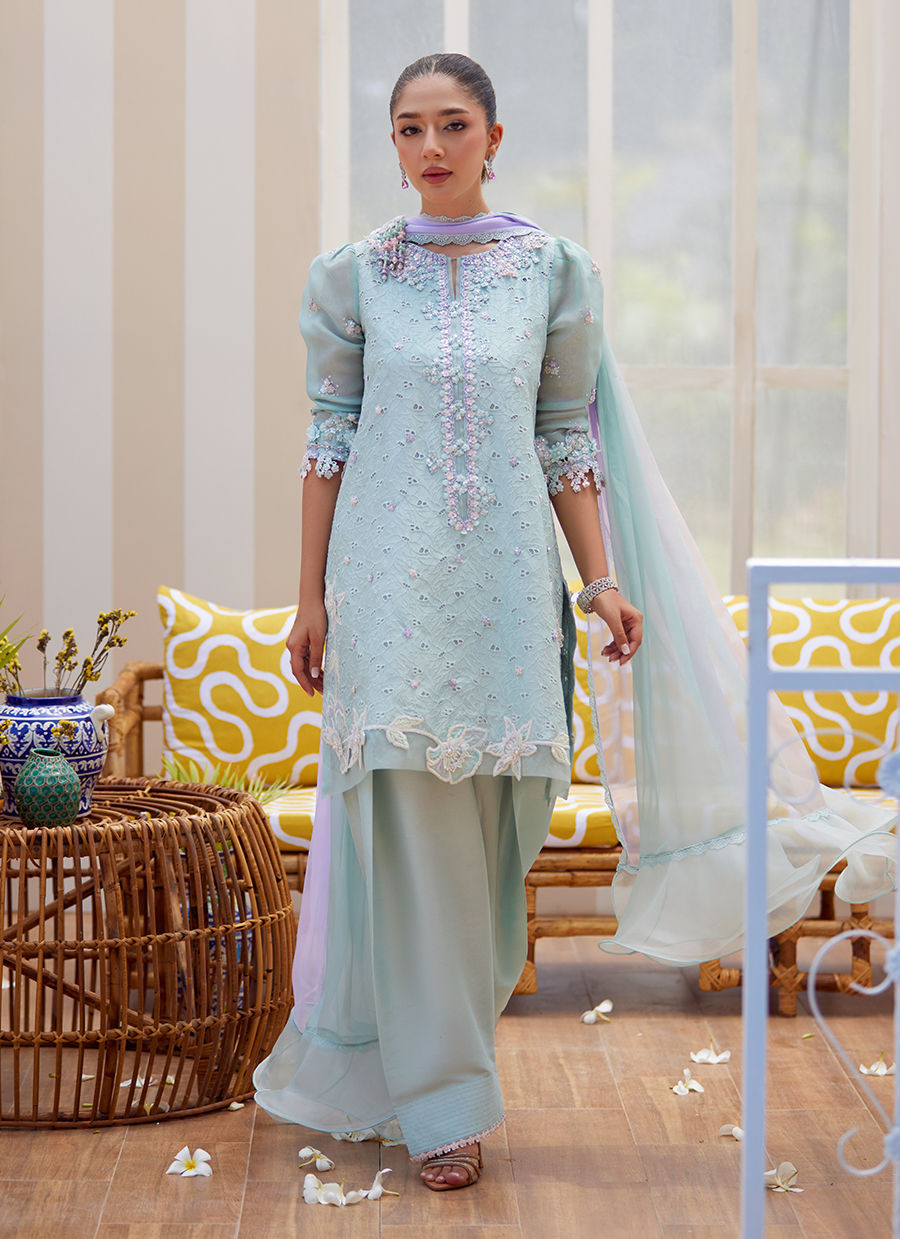 NOA ICE BLUE SHIRT AND DUPATTA | Farah Talib Aziz 2025