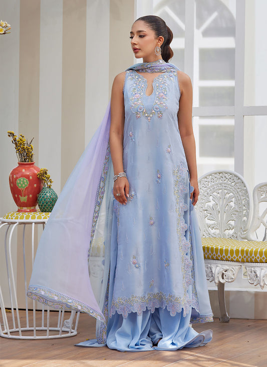 ZILA PERIWINKLE SHIRT AND DUPATTA | Farah Talib Aziz 2025