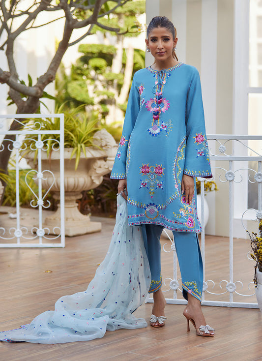 NYSSA BLUE SHIRT AND DUPATTA | Farah Talib Aziz 2025