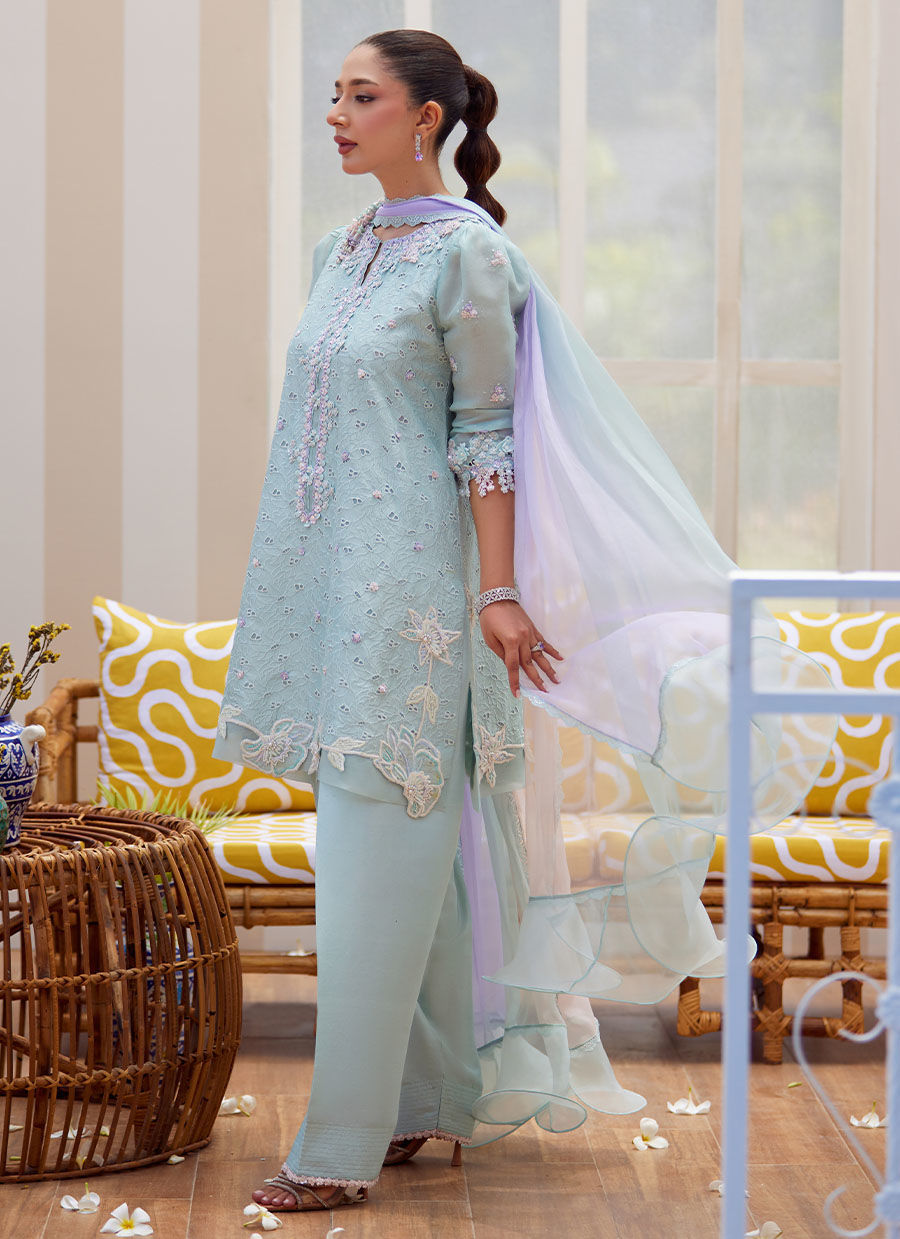 NOA ICE BLUE SHIRT AND DUPATTA | Farah Talib Aziz 2025