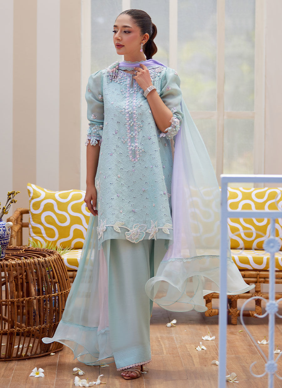 NOA ICE BLUE SHIRT AND DUPATTA | Farah Talib Aziz 2025