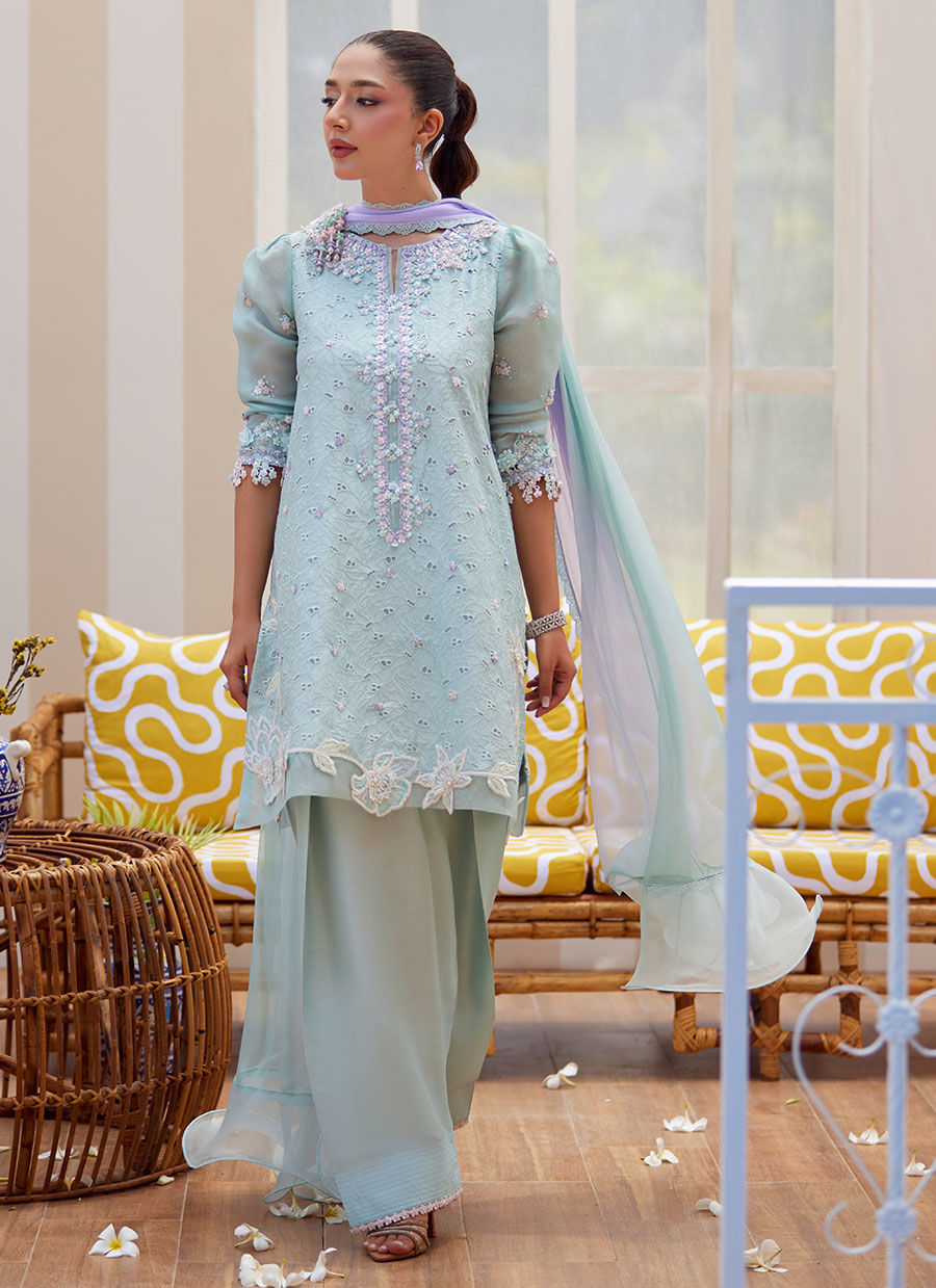 NOA ICE BLUE SHIRT AND DUPATTA | Farah Talib Aziz 2025