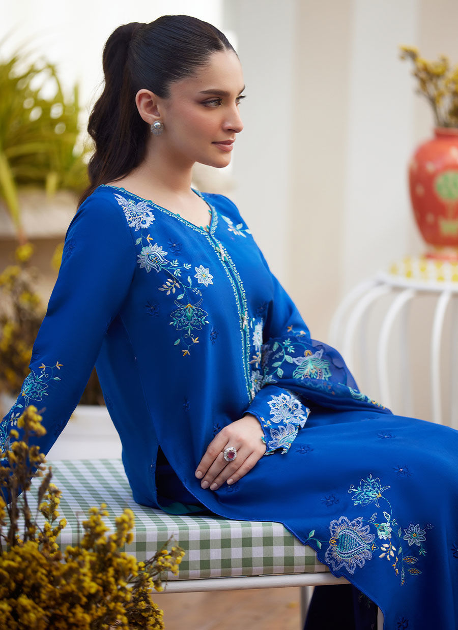 TAVIA COBALT SHIRT AND DUPATTA | Farah Talib Aziz 2025