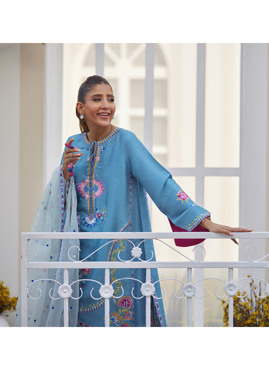 NYSSA BLUE SHIRT AND DUPATTA | Farah Talib Aziz 2025