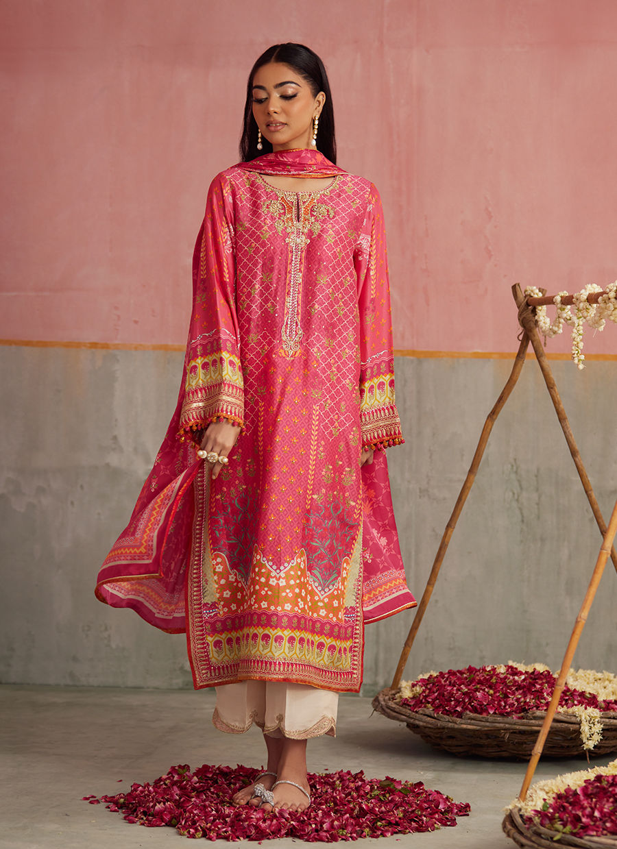 Selin Crimson Shirt And Dupatta  | FARAH TALIB AZIZ