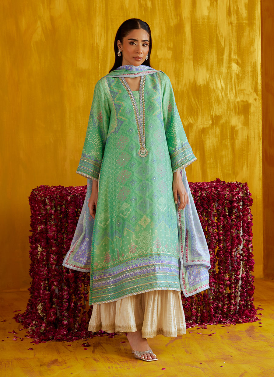 Arina Aqua Shirt And Dupatta  | FARAH TALIB AZIZ