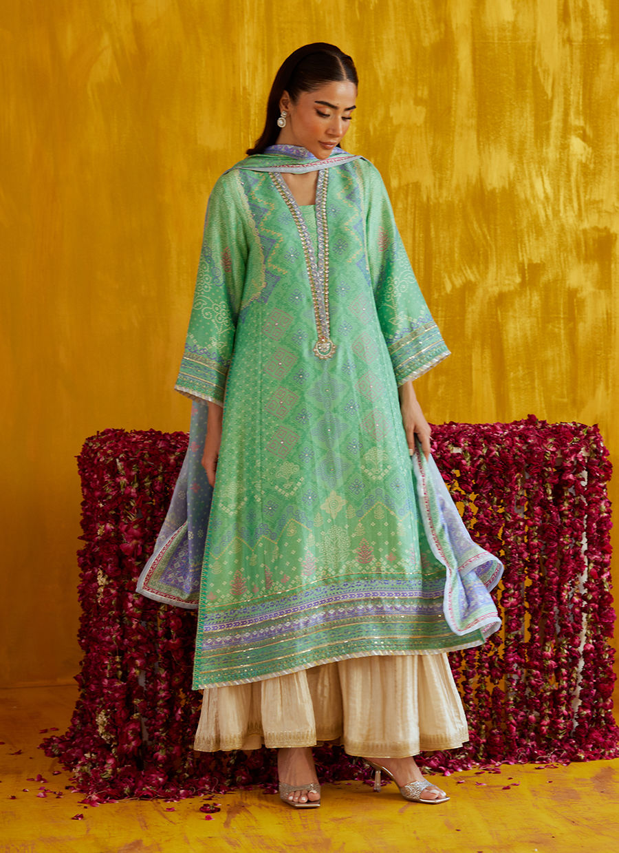 Arina Aqua Shirt And Dupatta  | FARAH TALIB AZIZ