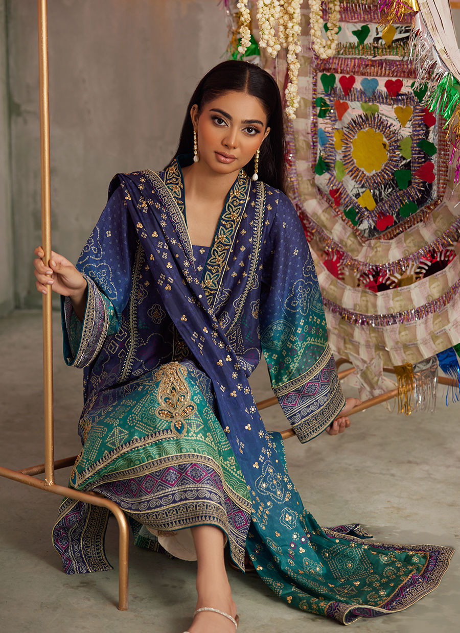 Catalina Ombre Shirt And Dupatta | FARAH TALIB AZIZ