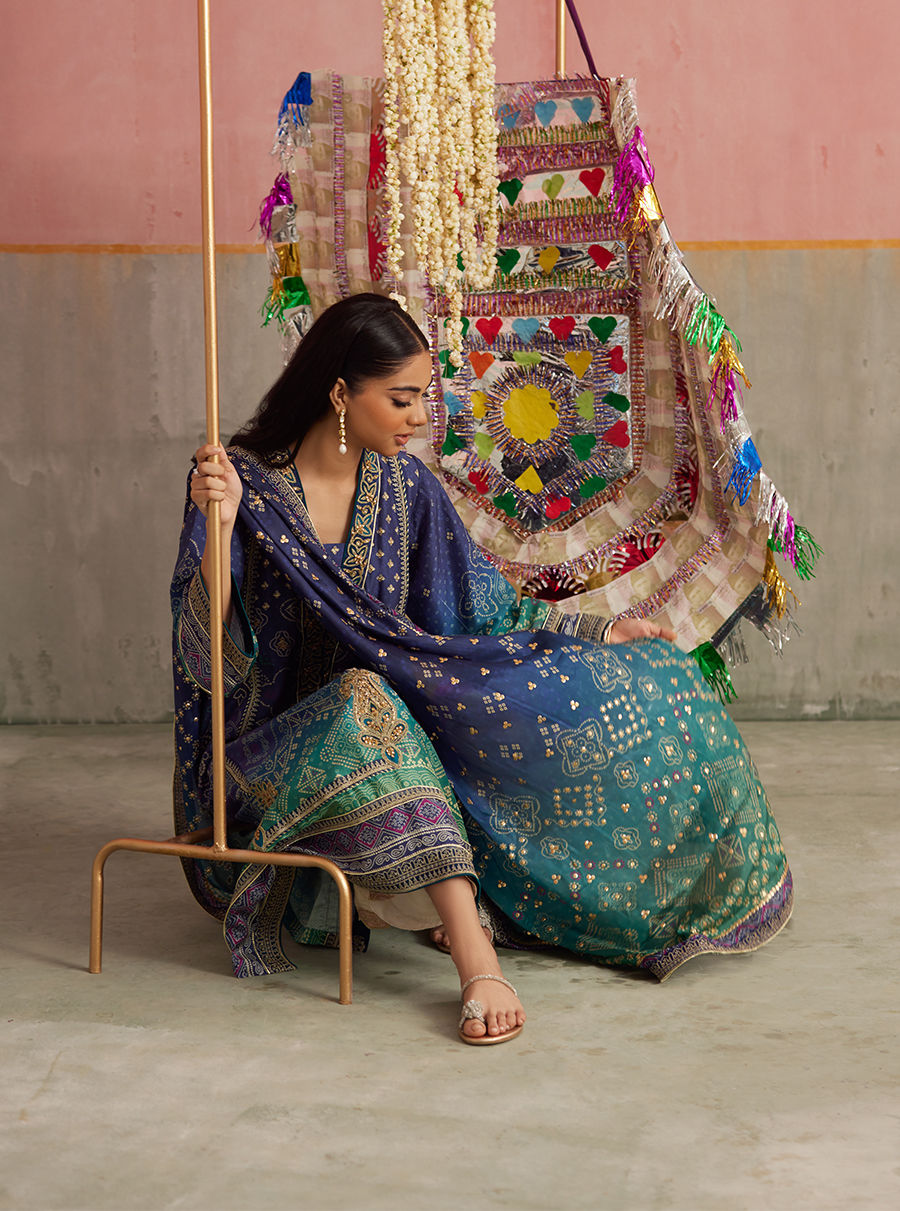 Catalina Ombre Shirt And Dupatta | FARAH TALIB AZIZ