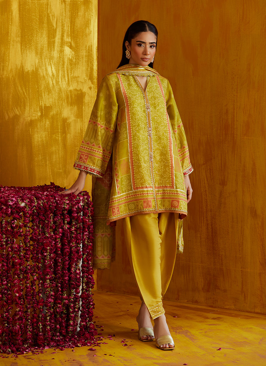 Nevada Kiwi Shirt And Dupatta | FARAH TALIB AZIZ