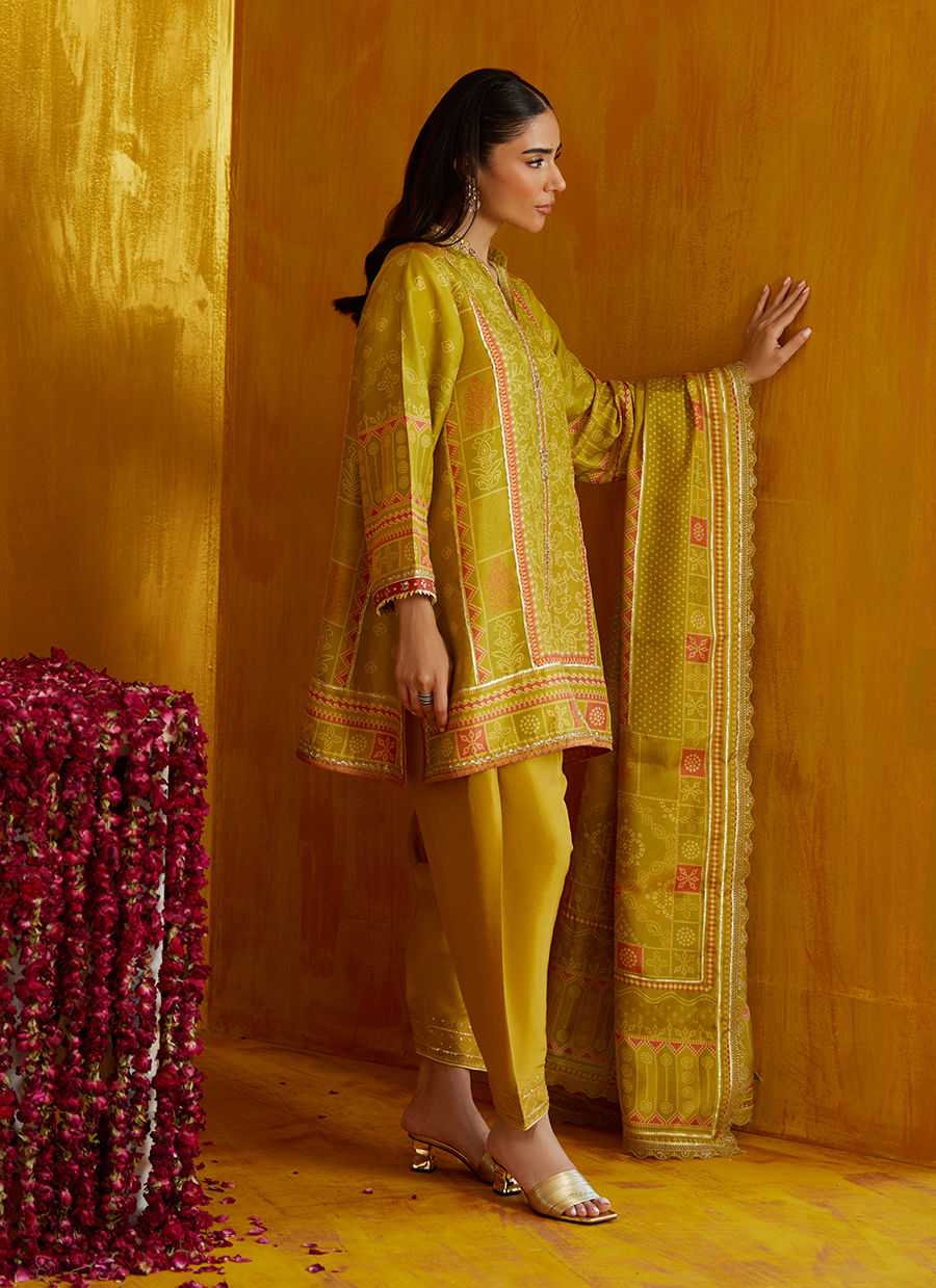 Nevada Kiwi Shirt And Dupatta | FARAH TALIB AZIZ