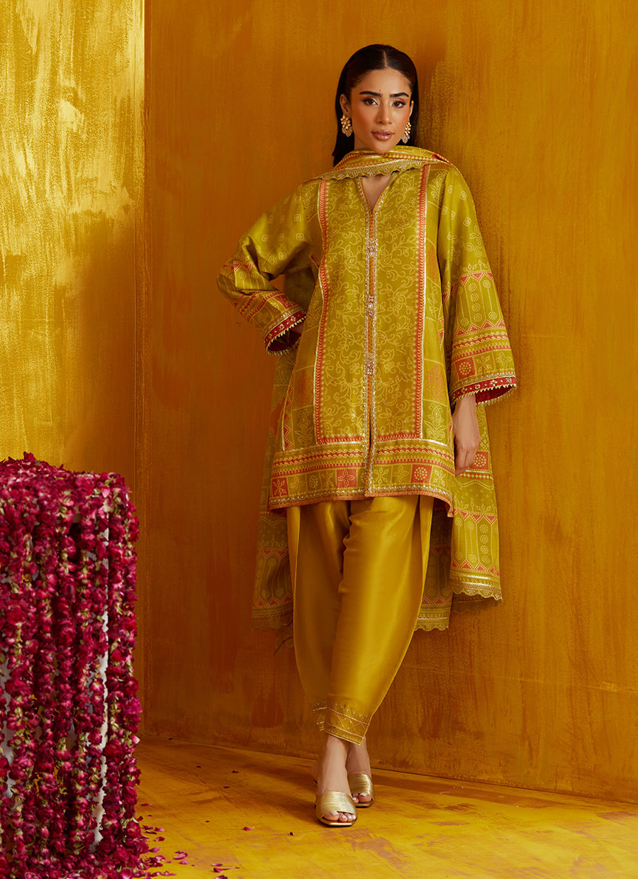 Nevada Kiwi Shirt And Dupatta | FARAH TALIB AZIZ