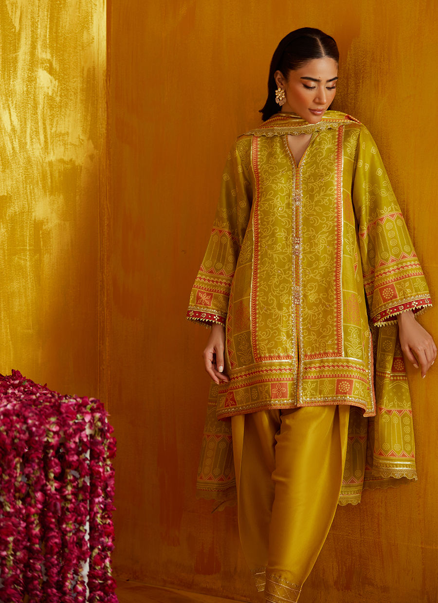 Nevada Kiwi Shirt And Dupatta | FARAH TALIB AZIZ