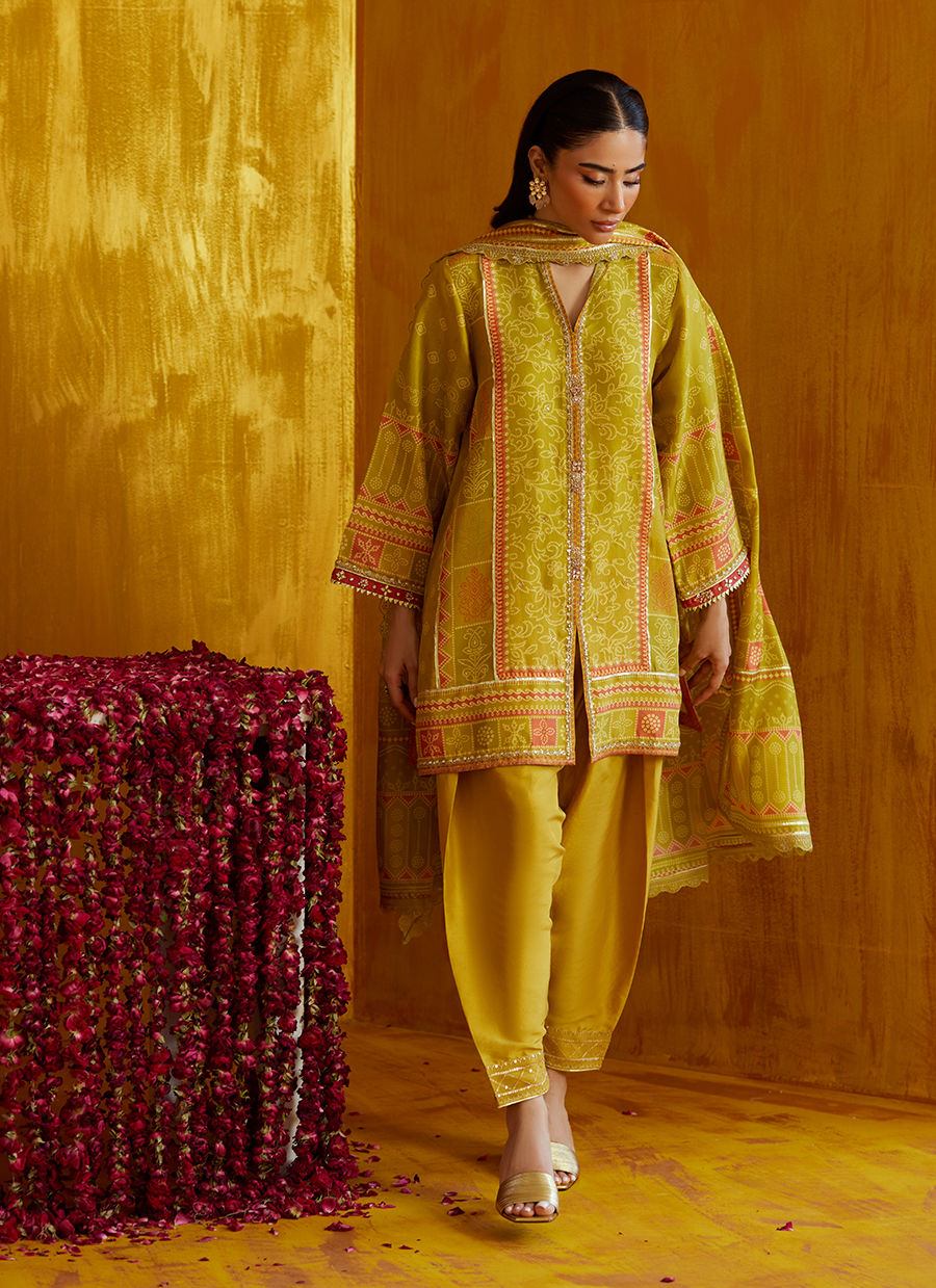 Nevada Kiwi Shirt And Dupatta | FARAH TALIB AZIZ