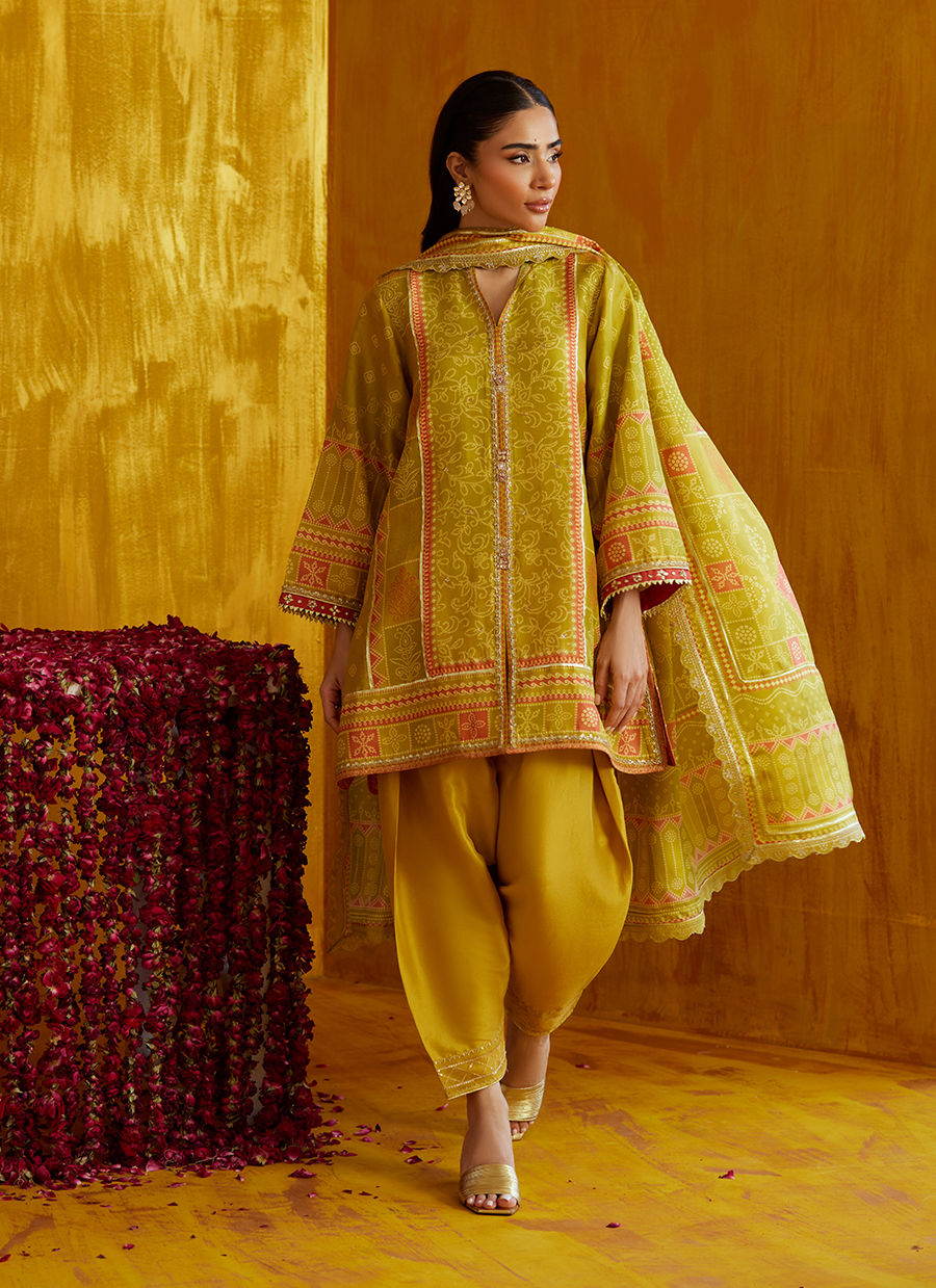 Nevada Kiwi Shirt And Dupatta | FARAH TALIB AZIZ
