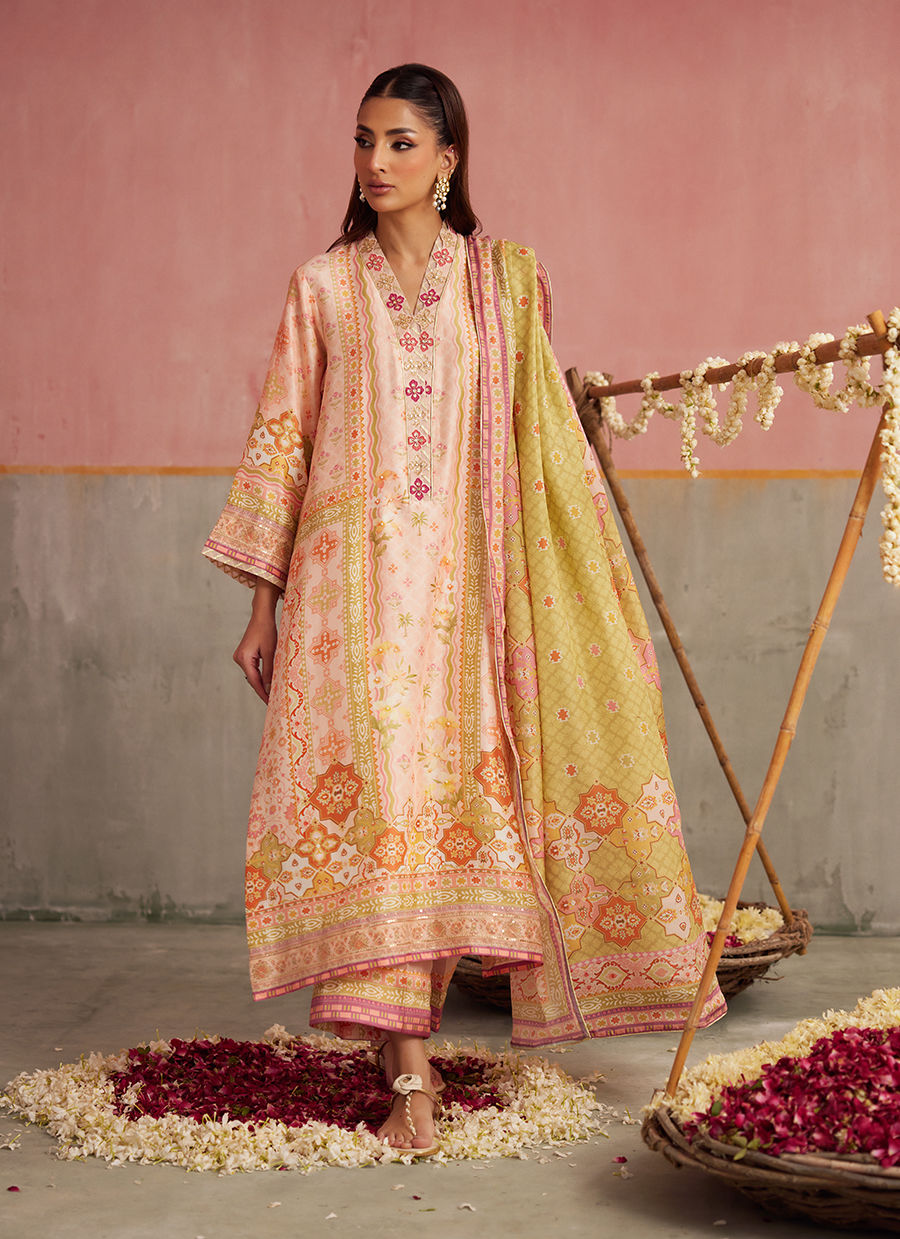 Eda Apricot Shirt And Dupatta | FARAH TALIB AZIZ