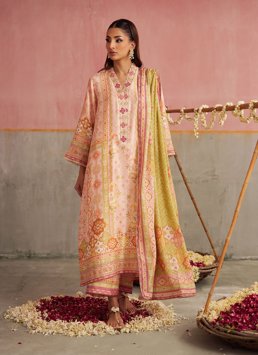 Eda Apricot Shirt And Dupatta | FARAH TALIB AZIZ