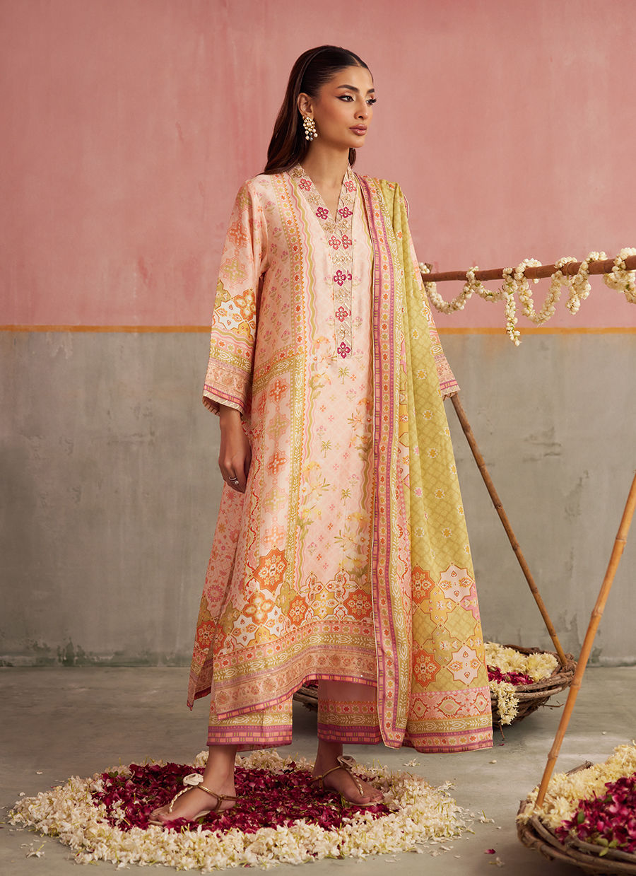 Eda Apricot Shirt And Dupatta | FARAH TALIB AZIZ