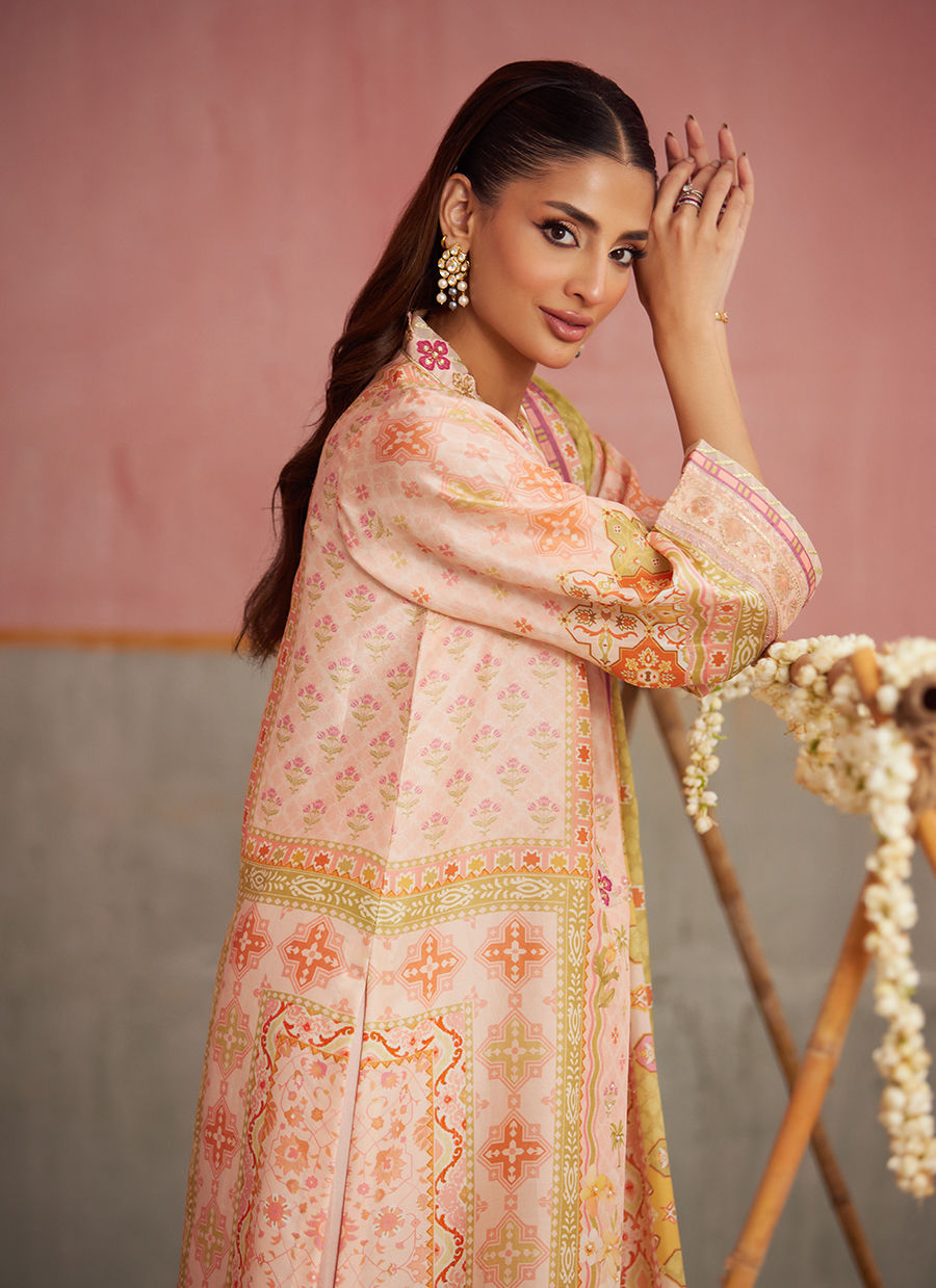 Eda Apricot Shirt And Dupatta | FARAH TALIB AZIZ