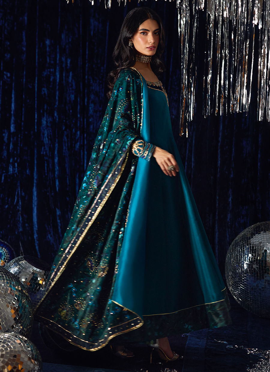 Amura Teal Kalidaar | Velvet | FARAH TALIB AZIZ