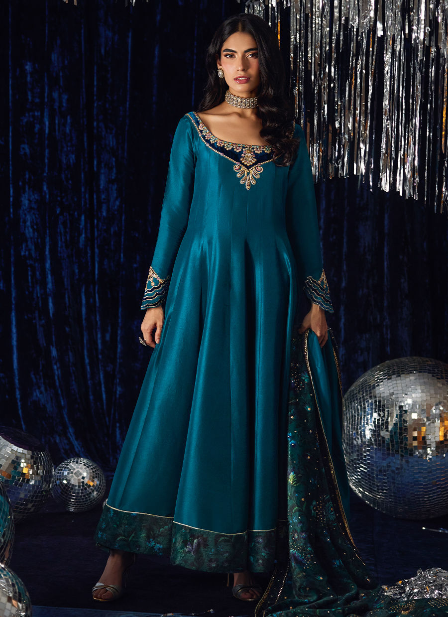 Amura Teal Kalidaar | Velvet | FARAH TALIB AZIZ