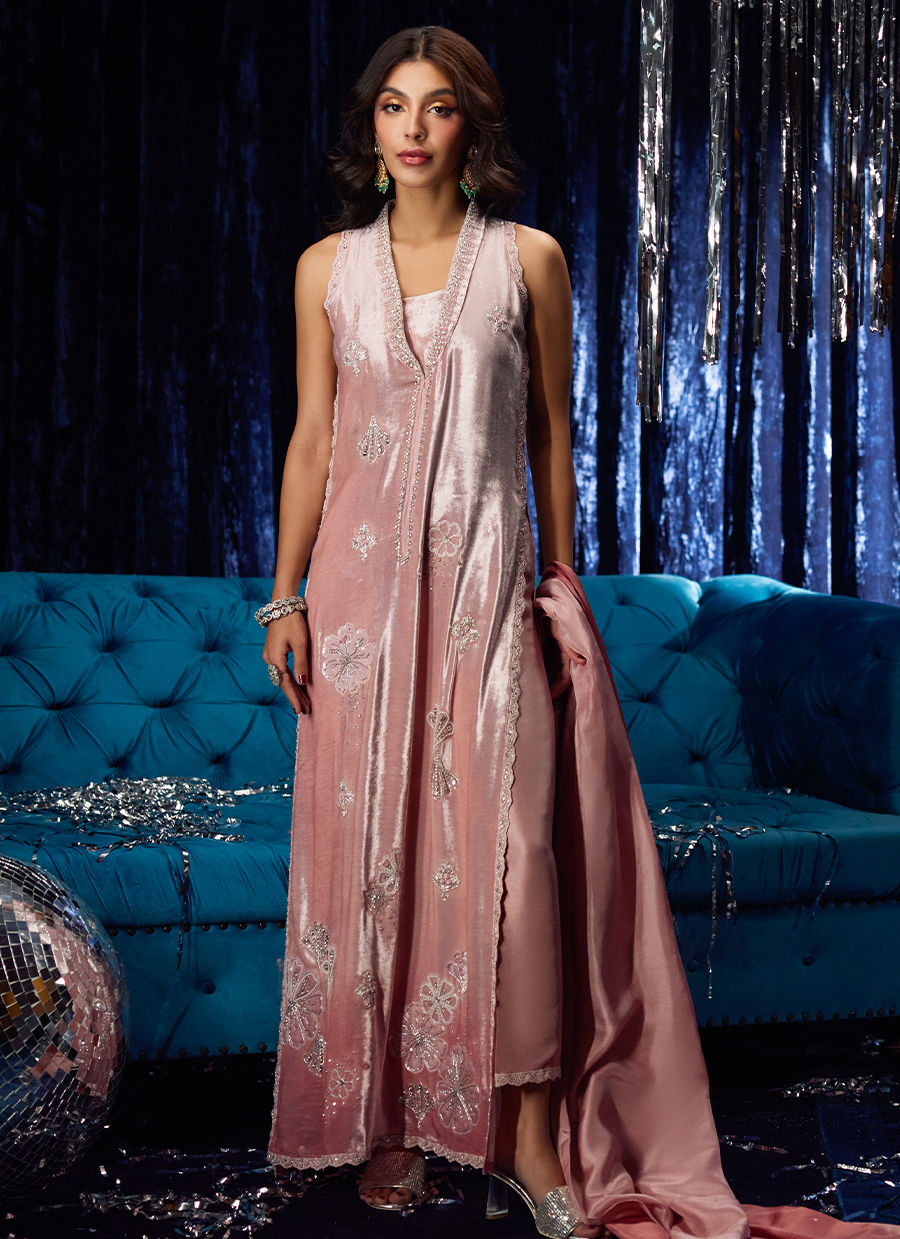 Calista Misty Rose Shirt And Dupatta | Velvet | FARAH TALIB AZIZ