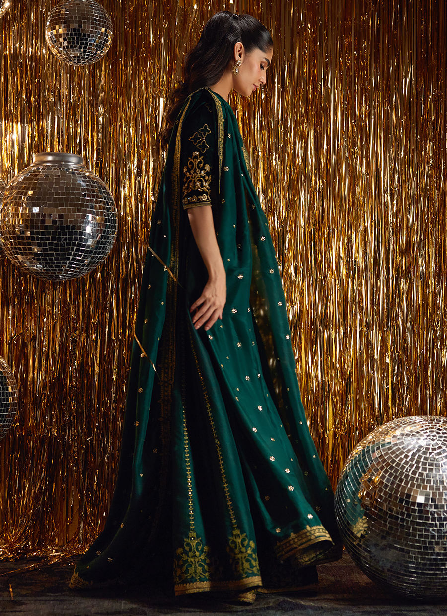 Sera Emerald Lehnga Choli | Velvet | FARAH TALIB AZIZ