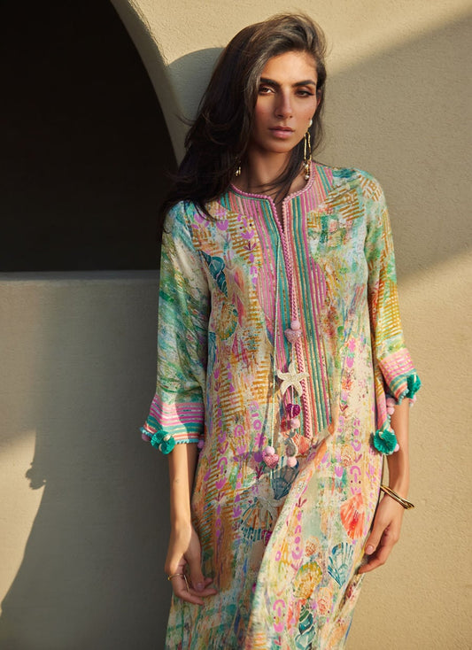 Riviera Rose Crepe Kaftan | Laani - The Kaftan Edit | FARAH TALIB AZIZ