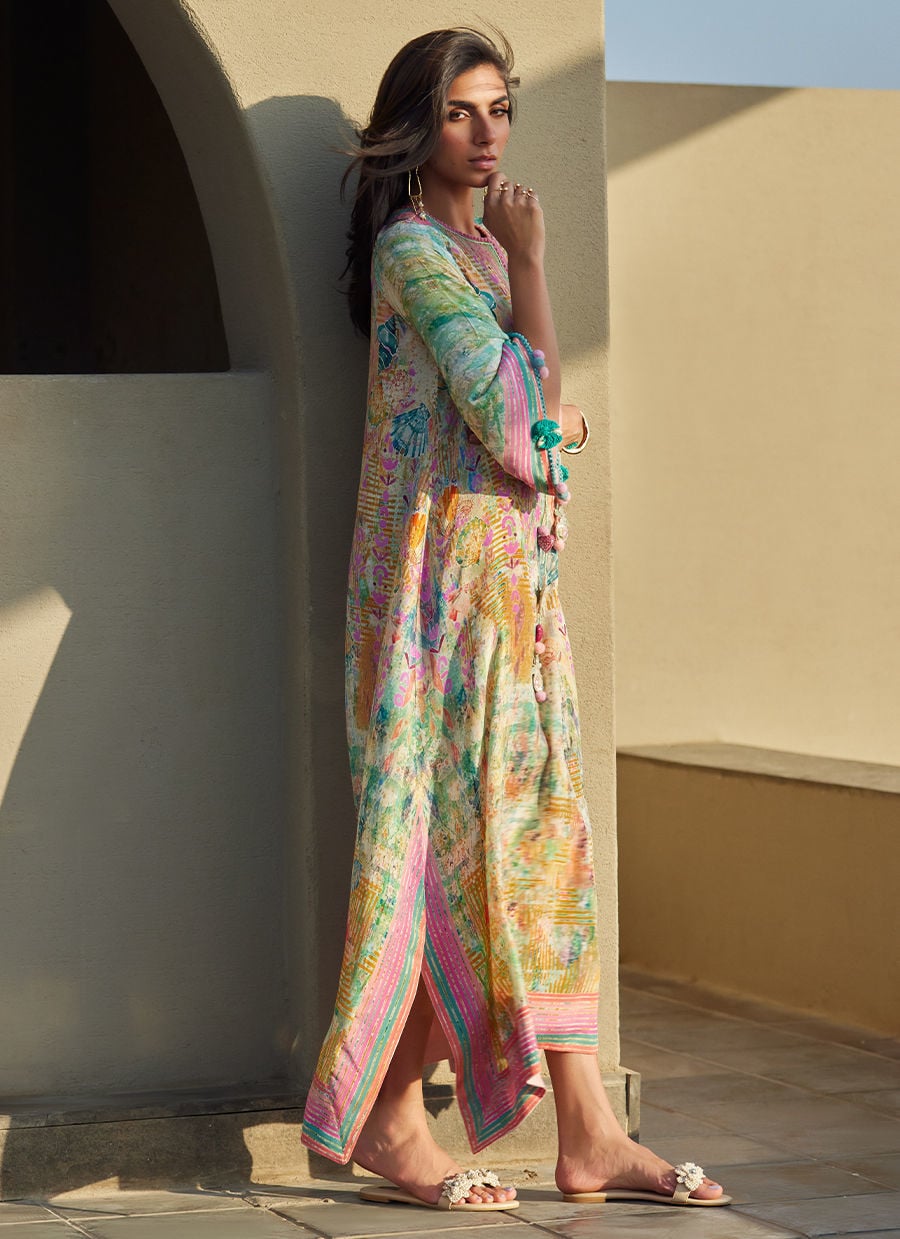 Riviera Rose Crepe Kaftan | Laani - The Kaftan Edit | FARAH TALIB AZIZ