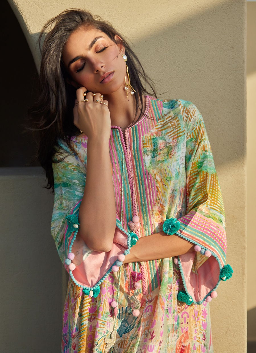 Riviera Rose Crepe Kaftan | Laani - The Kaftan Edit | FARAH TALIB AZIZ