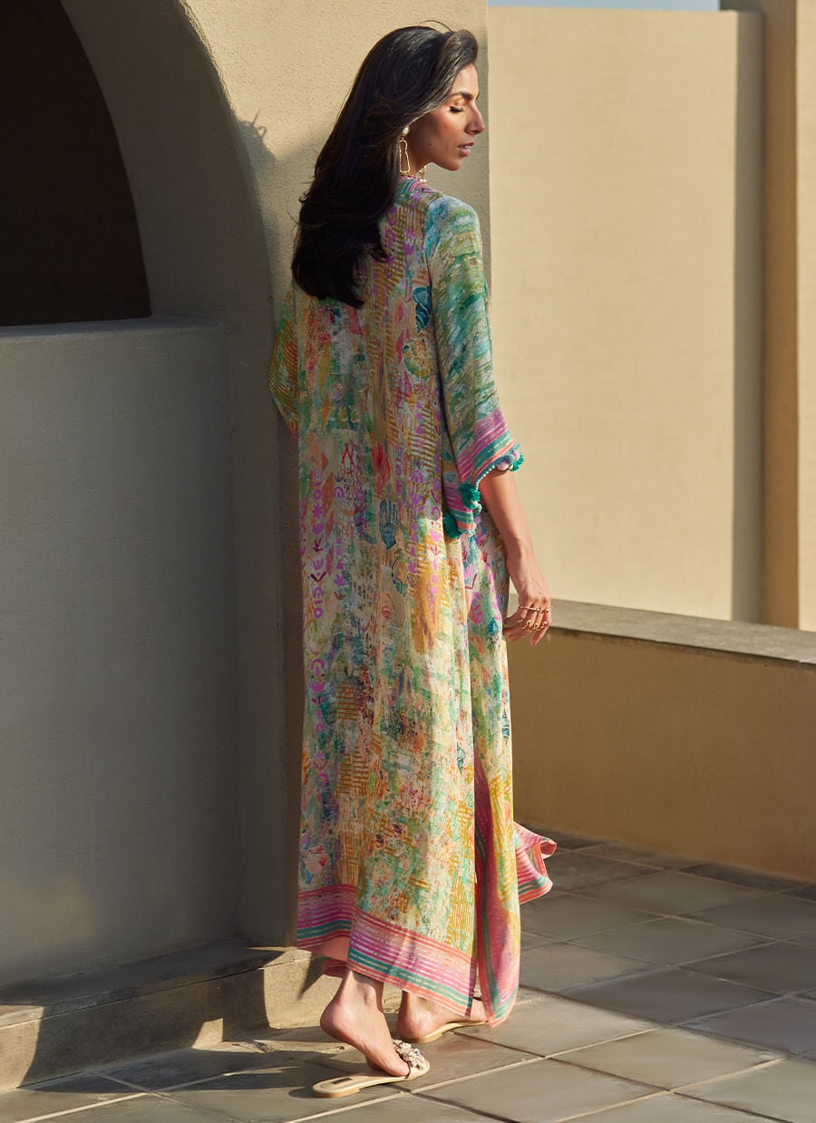 Riviera Rose Crepe Kaftan | Laani - The Kaftan Edit | FARAH TALIB AZIZ