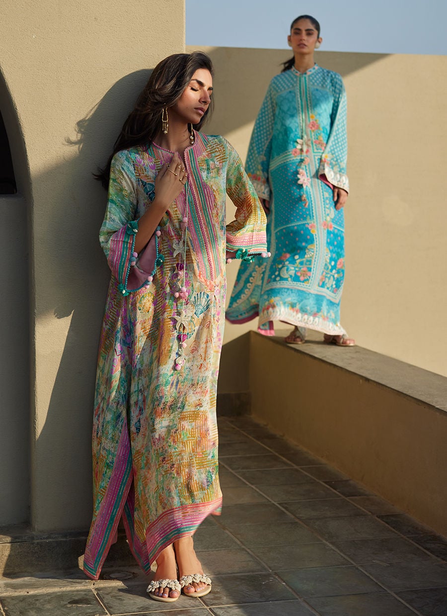 Riviera Rose Crepe Kaftan | Laani - The Kaftan Edit | FARAH TALIB AZIZ