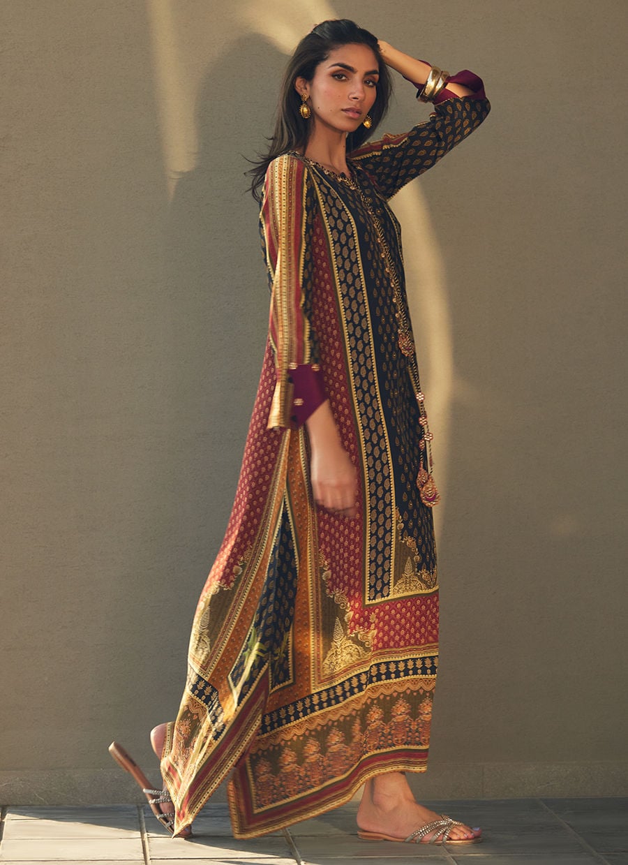 Ophelia Onyx Crepe Kaftan | Laani - The Kaftan Edit | FARAH TALIB AZIZ