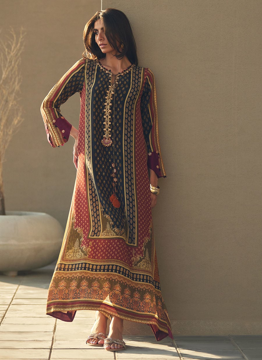Ophelia Onyx Crepe Kaftan | Laani - The Kaftan Edit | FARAH TALIB AZIZ