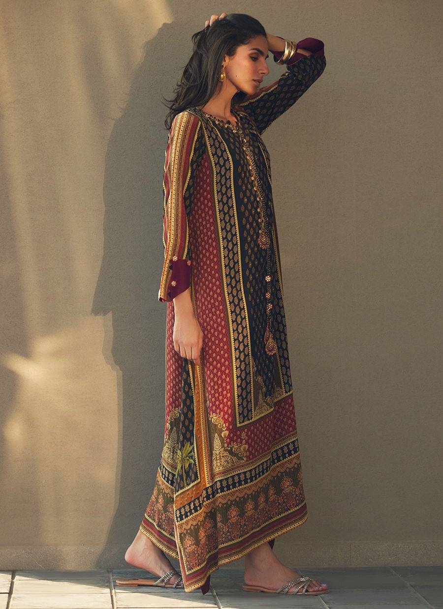 Ophelia Onyx Crepe Kaftan | Laani - The Kaftan Edit | FARAH TALIB AZIZ