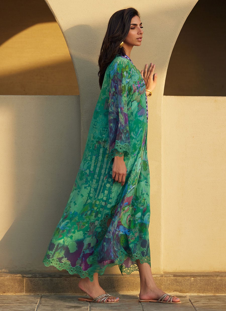 Ariel Emerald Crepe Kaftan | Laani - The Kaftan Edit | FARAH TALIB AZIZ