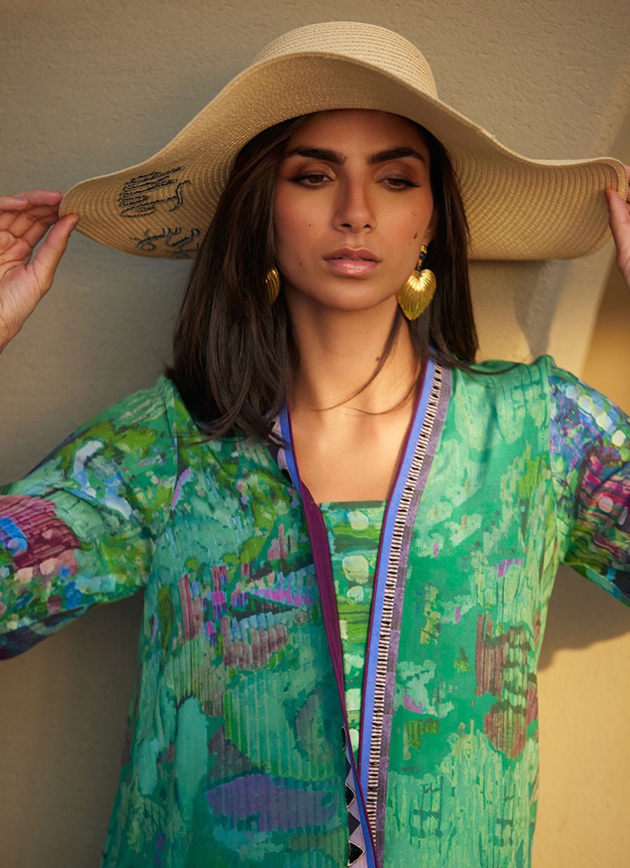 Ariel Emerald Crepe Kaftan | Laani - The Kaftan Edit | FARAH TALIB AZIZ