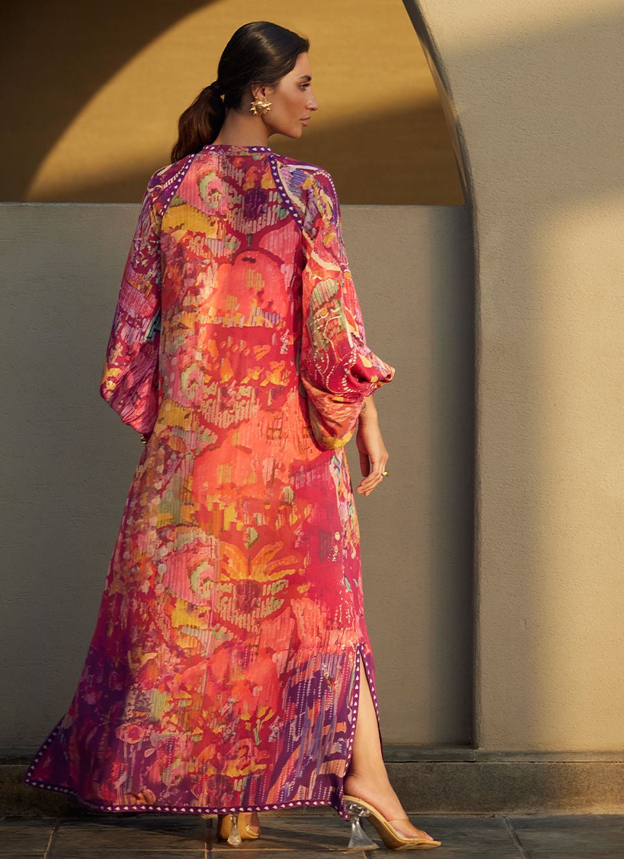 Mischa Magenta Crepe Kaftan | Laani - The Kaftan Edit | FARAH TALIB AZIZ