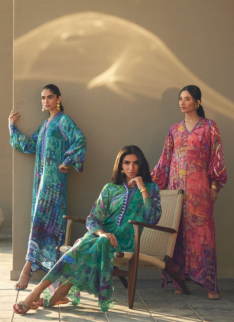 Mischa Magenta Crepe Kaftan | Laani - The Kaftan Edit | FARAH TALIB AZIZ