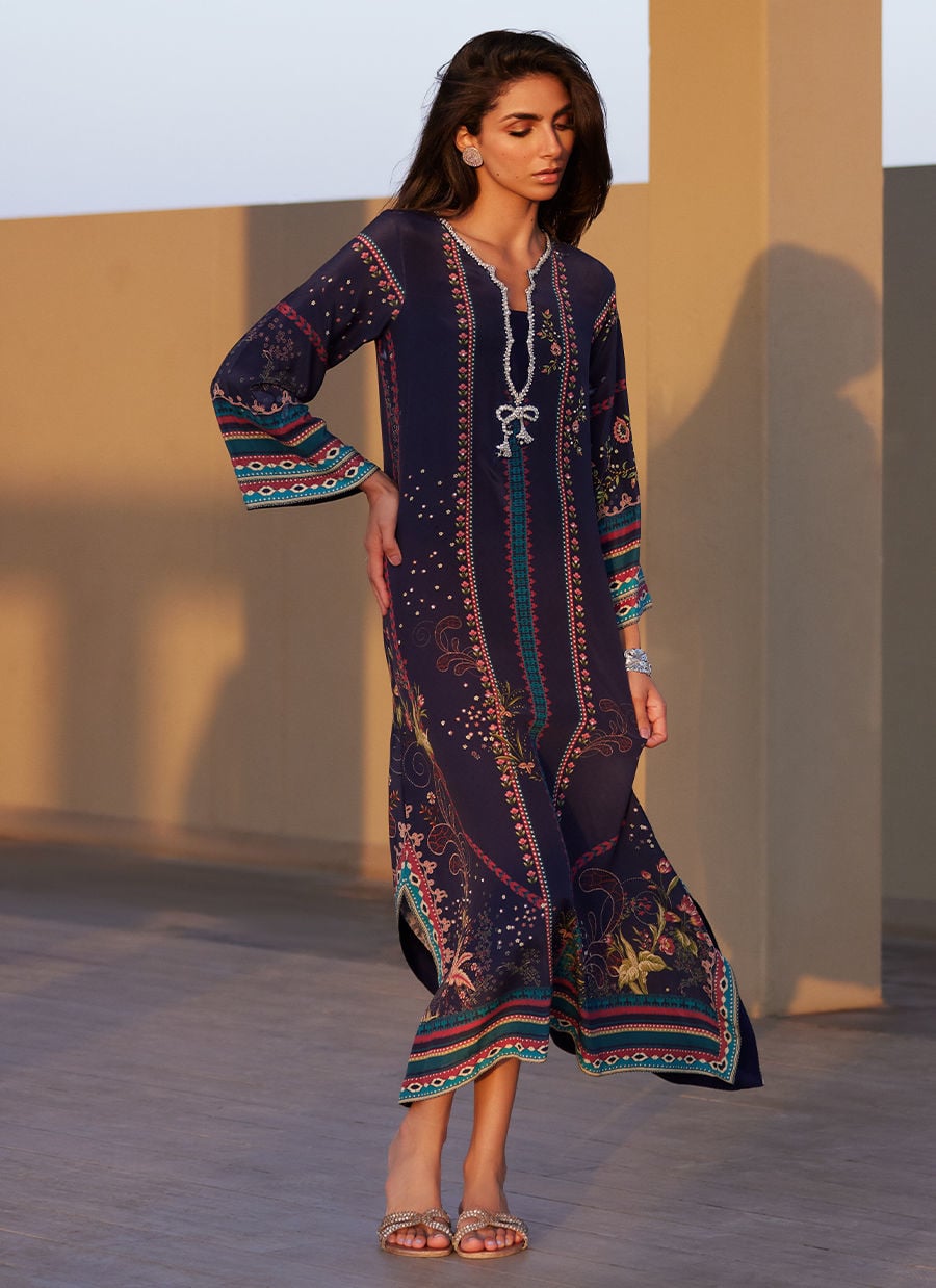 Zahara Midnight Crepe Kaftan | Laani - The Kaftan Edit | FARAH TALIB AZIZ