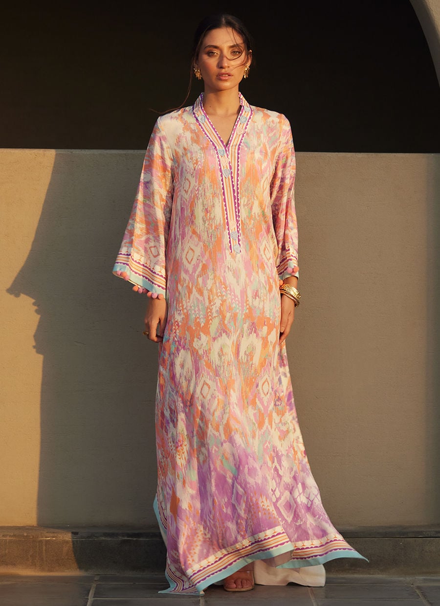 Solana Sunset Crepe Kaftan | Laani - The Kaftan Edit | FARAH TALIB AZIZ