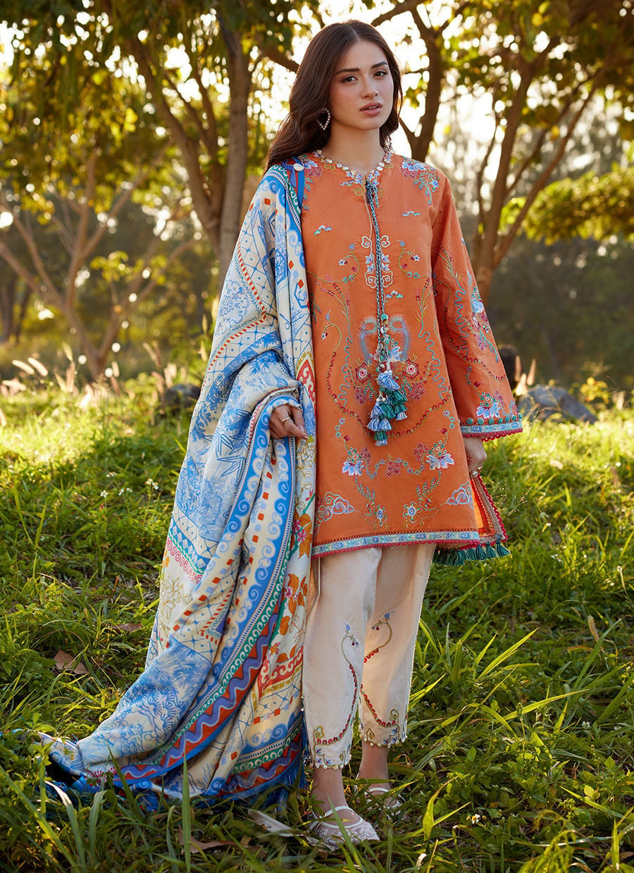 Lucia Burnt Orange | Luxury Lawn | FARAH TALIB AZIZ