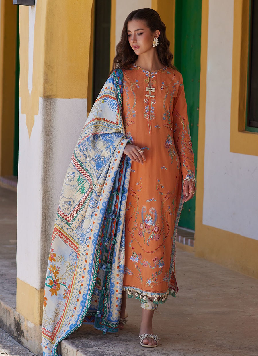 Lucia Burnt Orange | Luxury Lawn | FARAH TALIB AZIZ