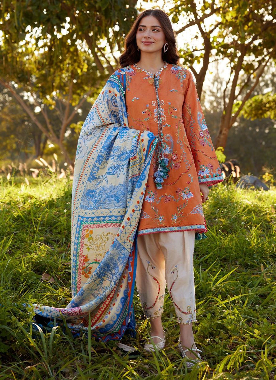 Lucia Burnt Orange | Luxury Lawn | FARAH TALIB AZIZ