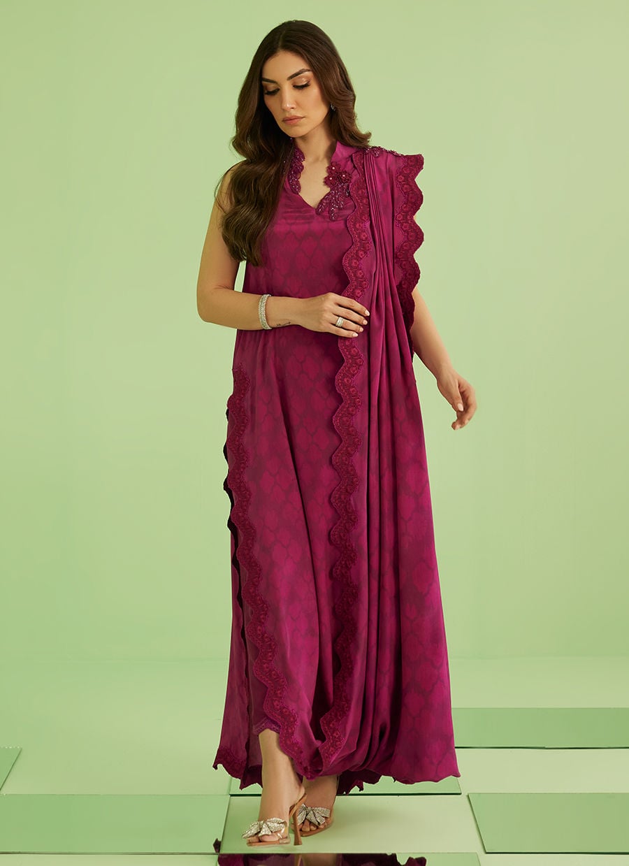 Lilia Long Shirt With Drape Dupatta | Veya- A Draped Capsule | FARAH TALIB AZIZ