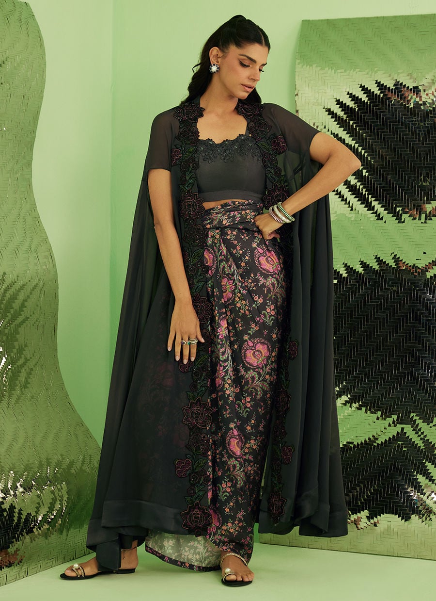 Azalea Cape And Skirt | Veya- A Draped Capsule | FARAH TALIB AZIZ