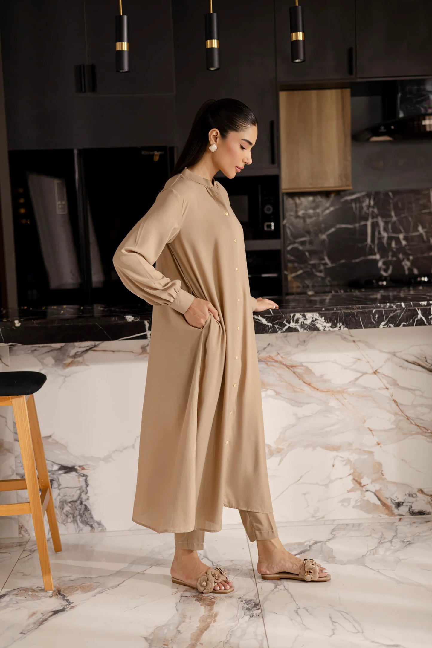 Solid 2PC Dress - SP-05 Skin | Solids | Silayi Pret